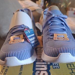 Skechers Womens Light Blue Slip-Ins Sneakers